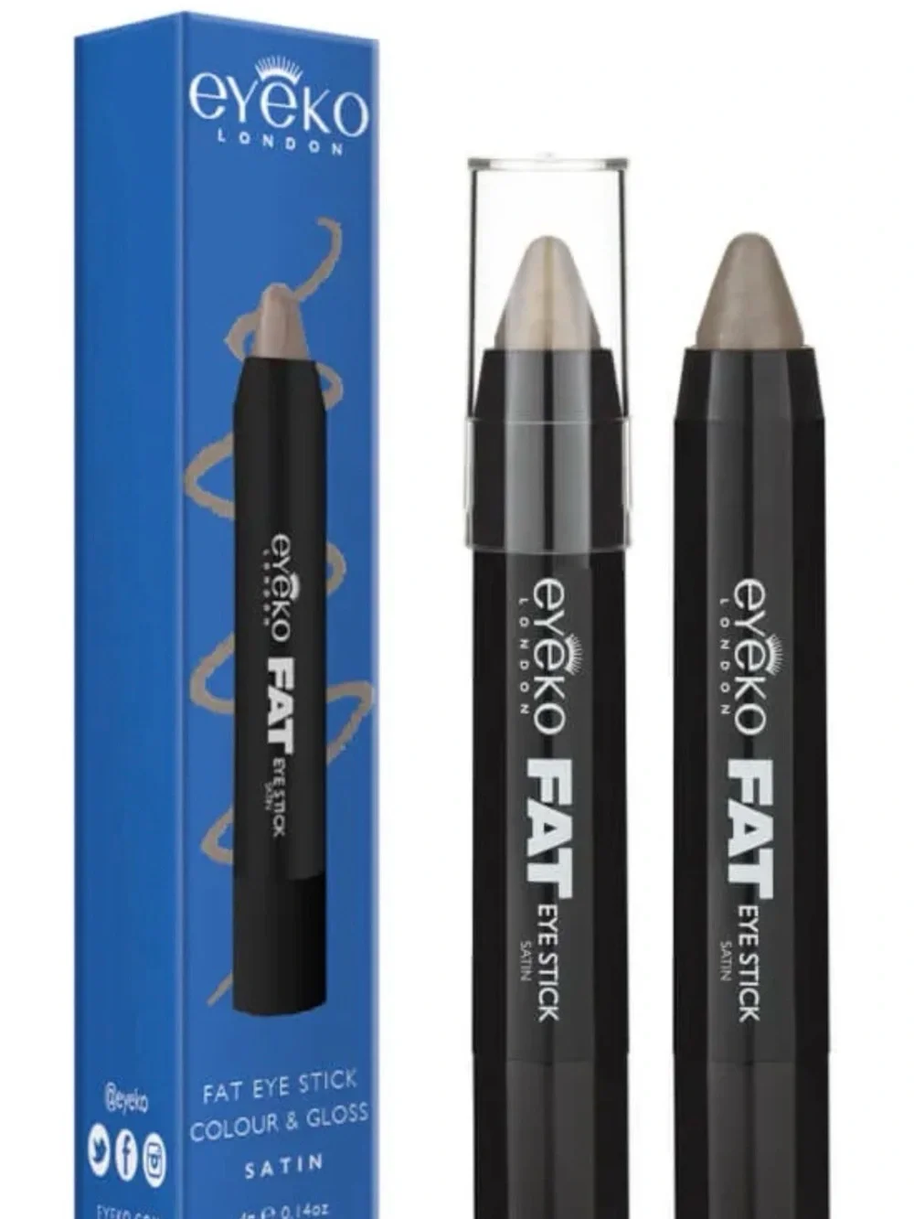NEW 3 ITEM Eyeko BUNDLE Fat Eye Stick ‘Satin’ + Black Liquid Skinny Eyeliner Duo